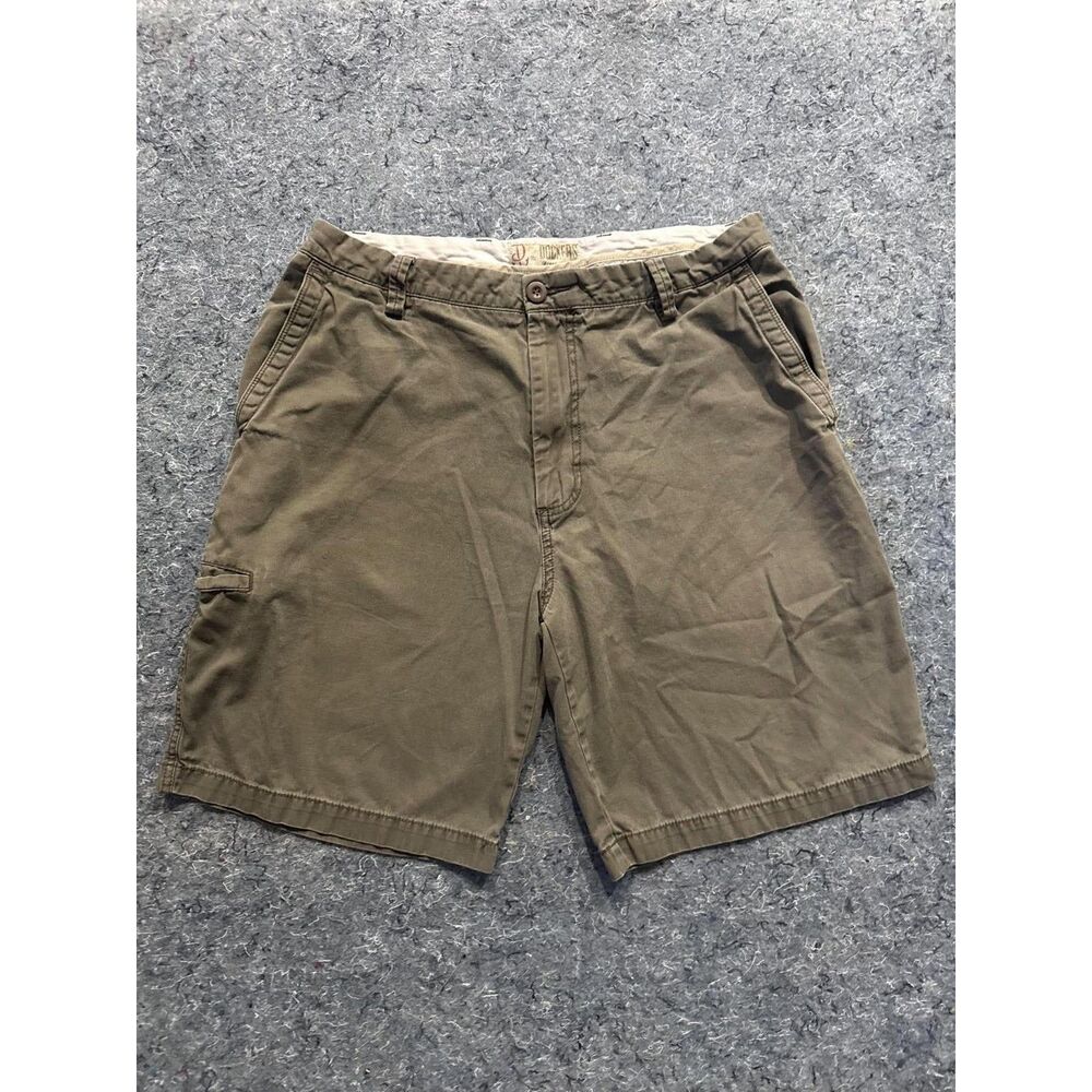 Dockers D1 Men’s Khaki Cargo Shorts Olive Brown 100% Cotton W36